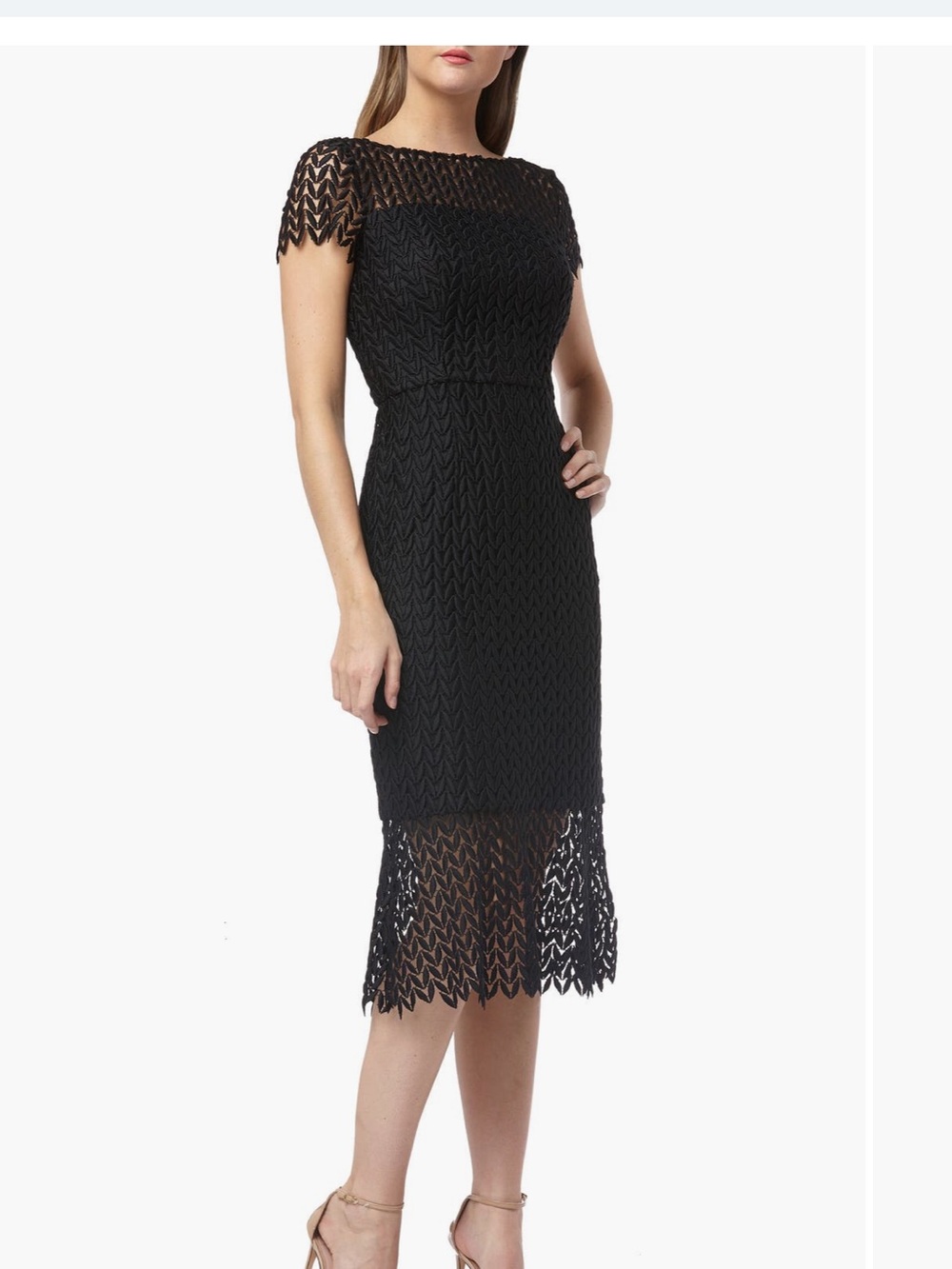 Kay Unger Tatum Floral Lace Midi Cocktail Dress size 10